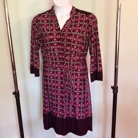 𝅺🍩 JM Collection Red, Black, and White Wrap Dress - Picture 1 of 4